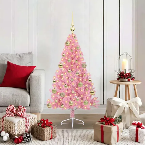 Sapin de Noël artificiel pré-éclairé Rose 120 cm PVC