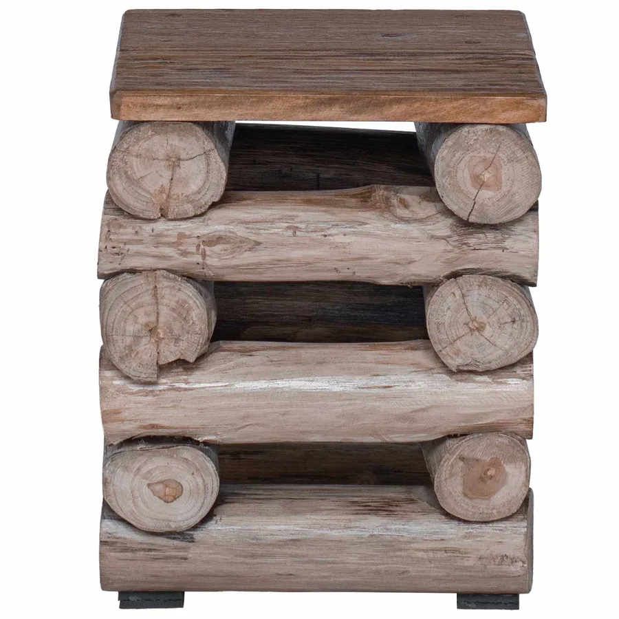 Tabouret Naturel 30 x 30 x 38 cm Bois de teck massif - 4
