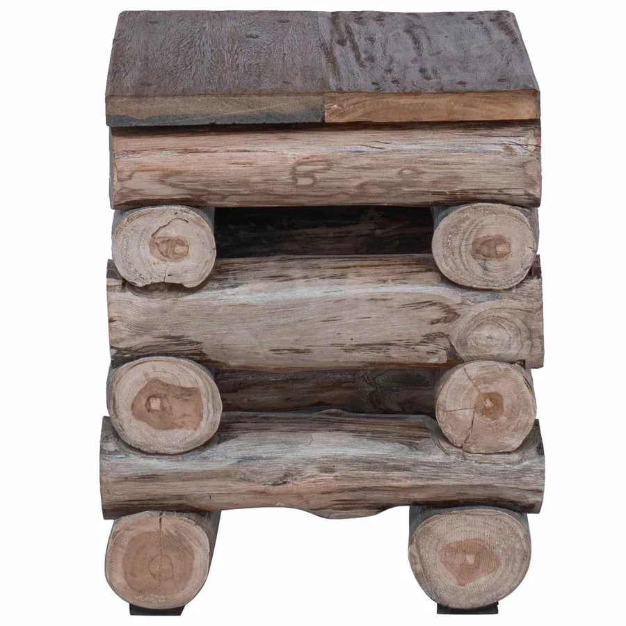 Tabouret Naturel 30 x 30 x 38 cm Bois de teck massif - 5