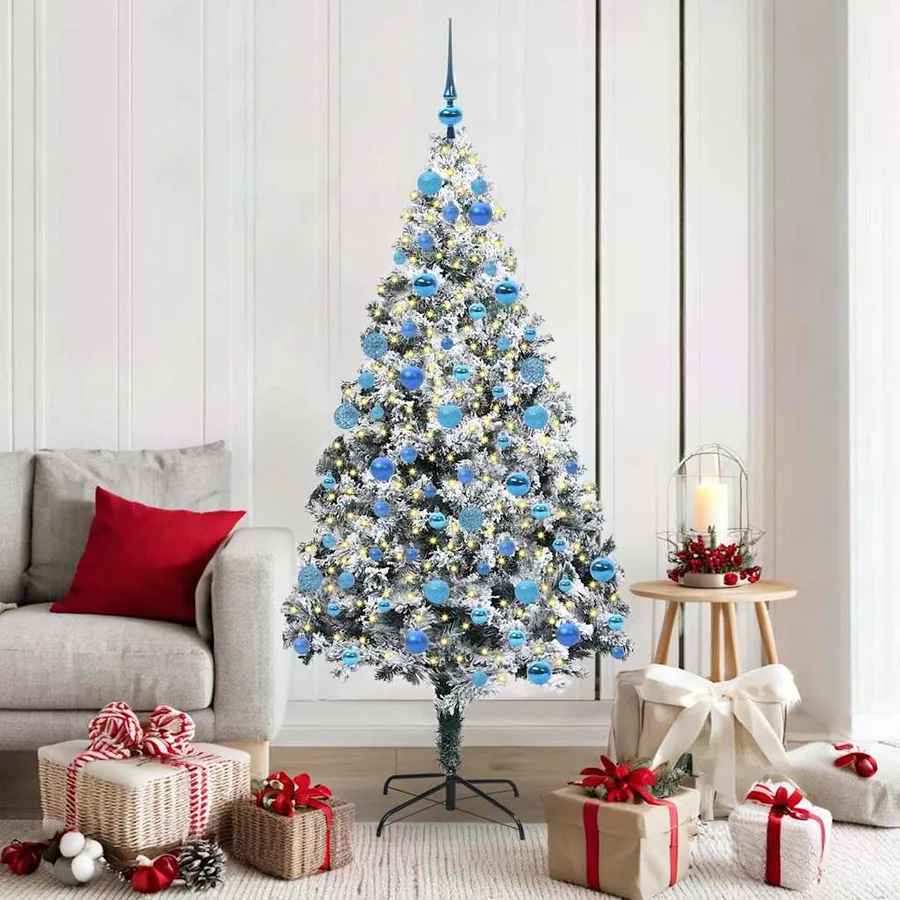 Sapin de Noël artificiel Blanc 180 cm PVC, Acier et Plastique
