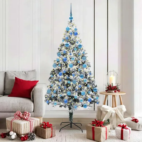 Sapin de Noël artificiel Blanc 180 cm PVC, Acier et Plastique