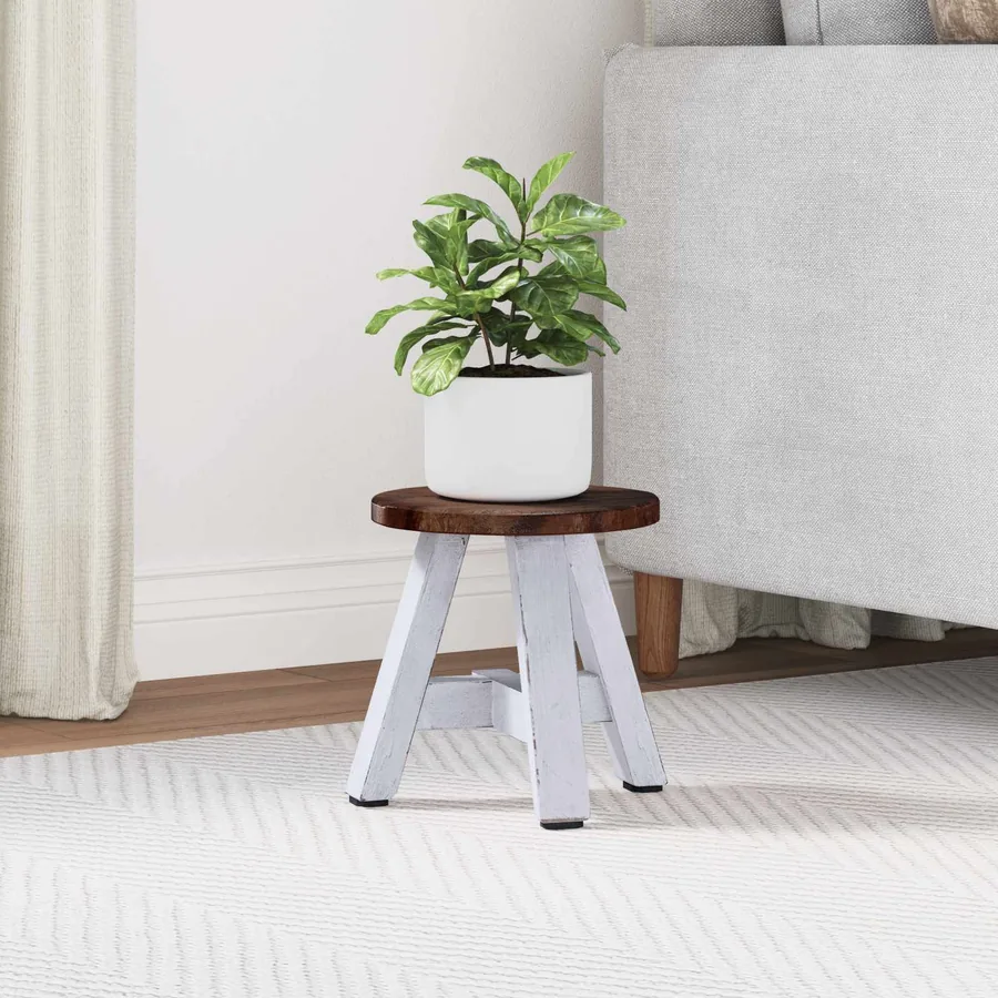 Tabouret Naturel 22 x 22 x 24 cm Bois d'Acajou