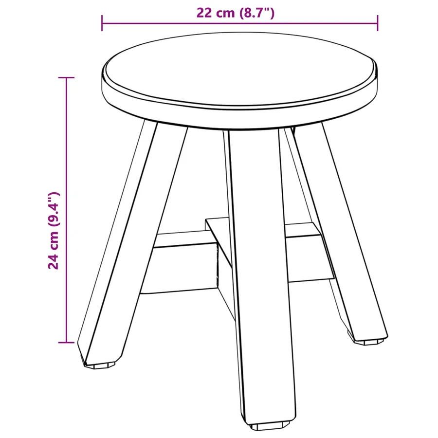 Tabouret Naturel 22 x 22 x 24 cm Bois d'Acajou - 11