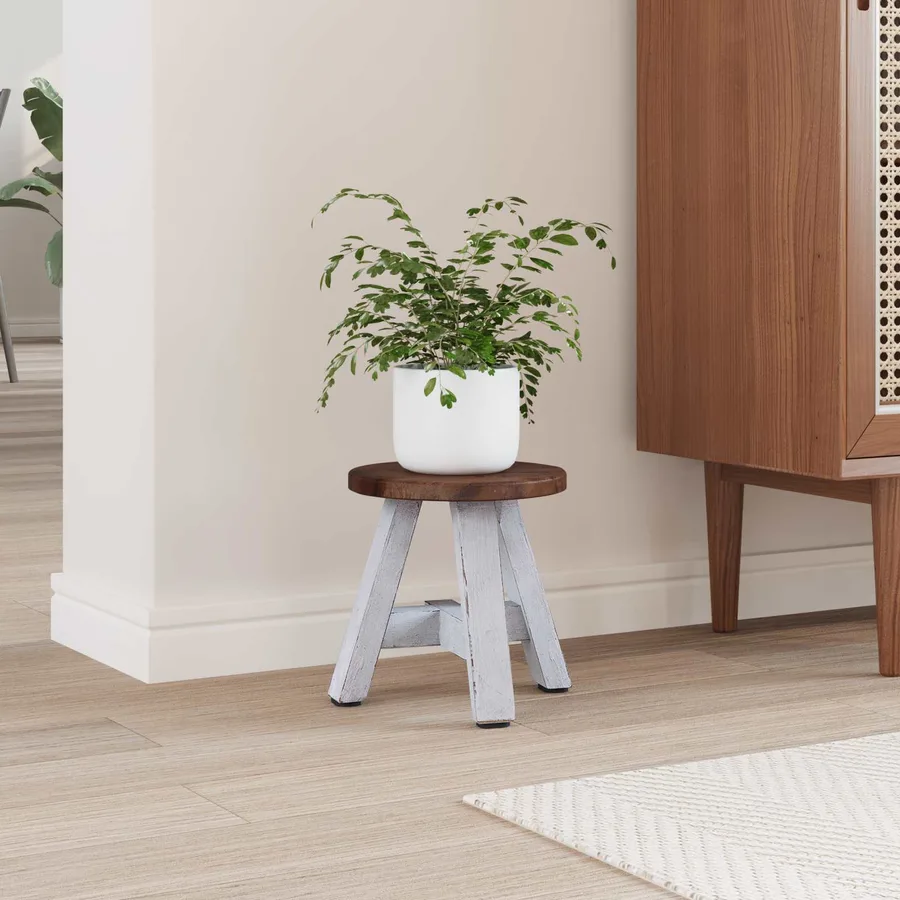 Tabouret Naturel 22 x 22 x 24 cm Bois d'Acajou - 3