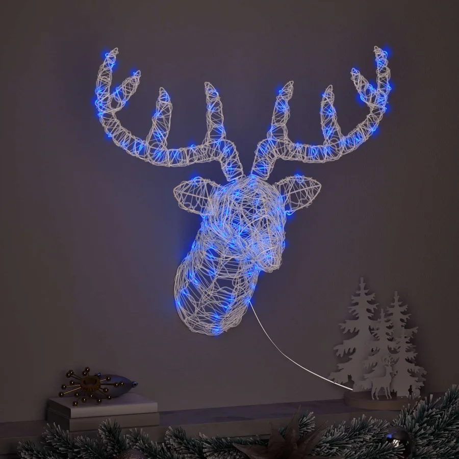 Tête de Renne avec 140 LED Bleu 68 x 36,5 x 62,5 cm Acrylique - 3