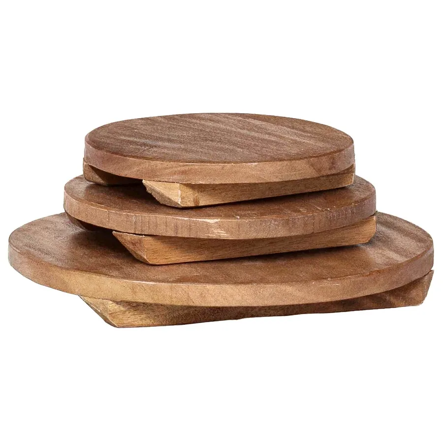 Tabouret à Plantes 3 pc Naturel 29 x 29 x 3,5 cm Bois d'Acajou - 11