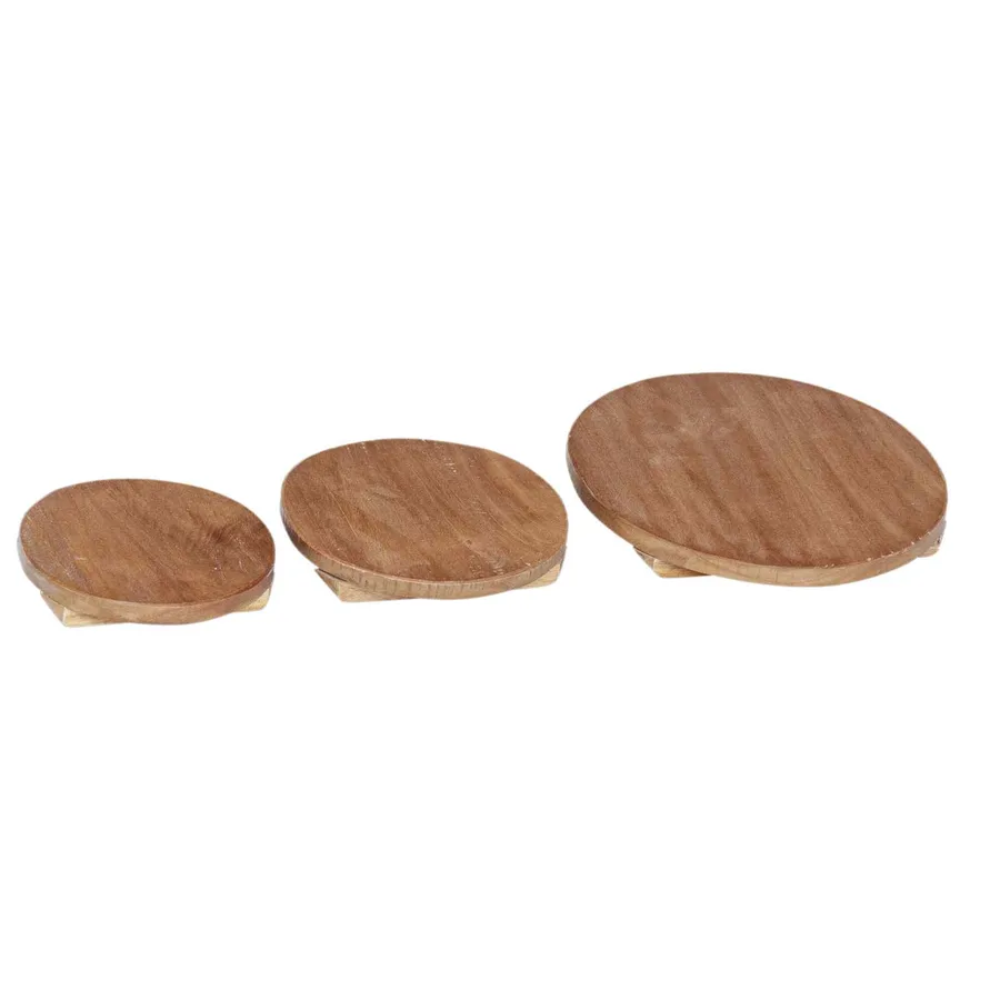 Tabouret à Plantes 3 pc Naturel 29 x 29 x 3,5 cm Bois d'Acajou - 2