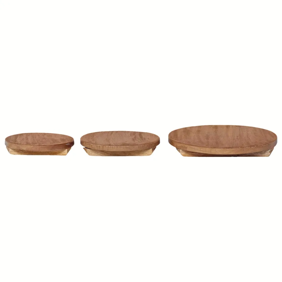 Tabouret à Plantes 3 pc Naturel 29 x 29 x 3,5 cm Bois d'Acajou - 7