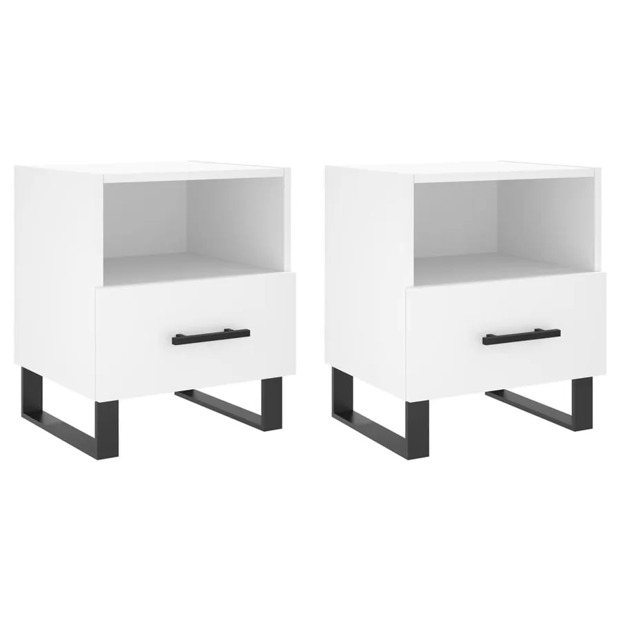 Tables de chevet 2 pcs blanc 40x35x47,5 cm bois d’ingénierie - 2
