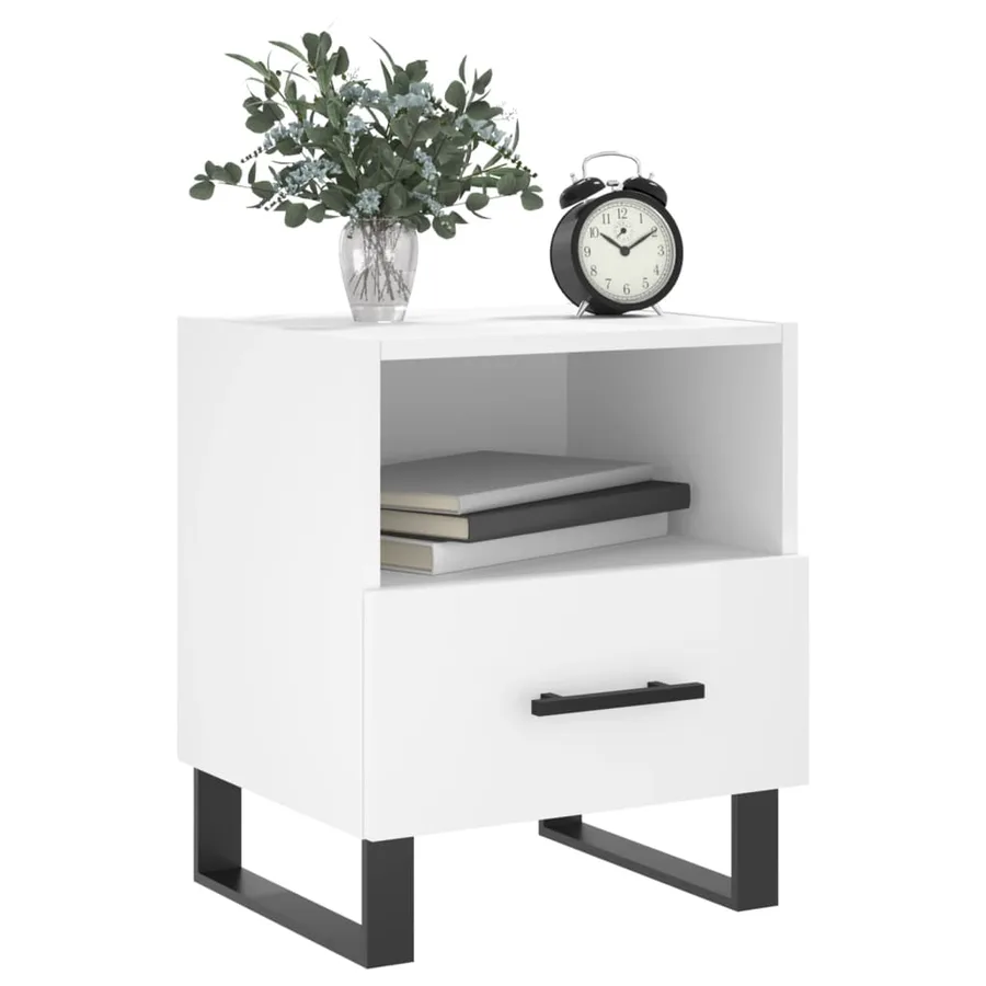 Tables de chevet 2 pcs blanc 40x35x47,5 cm bois d’ingénierie - 4