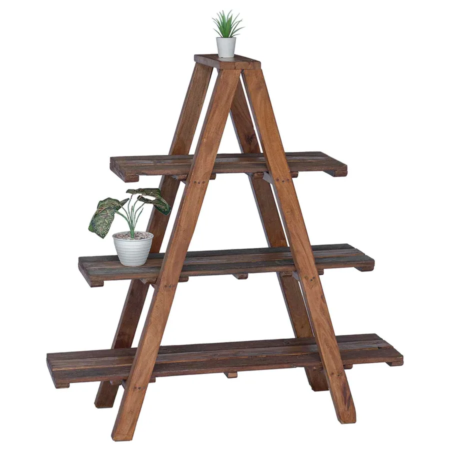 Étagère pliante Marron 79.5 x 35 x 112 cm Bois Recyclé Solide - 3