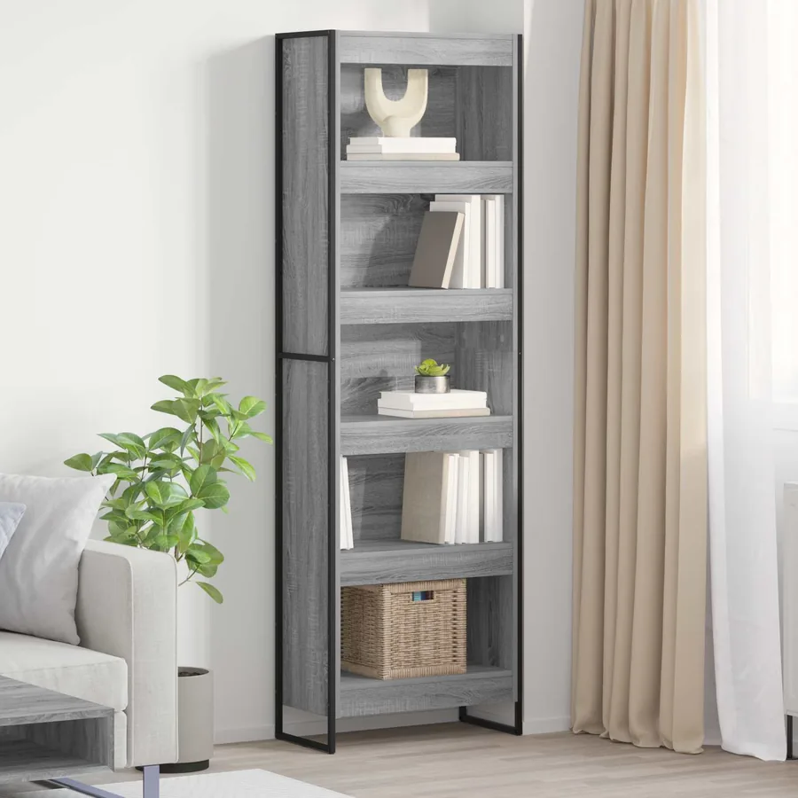 Bibliothèque 60 x 30 x 189,5 cm Bois d'ingénierie Gris Sonoma