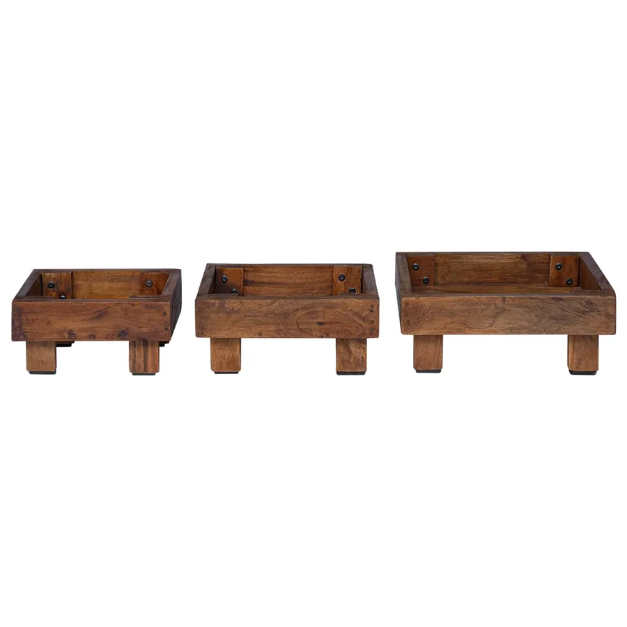 Support de Plante 3 pcs Marron Bois d'Acajou - 7