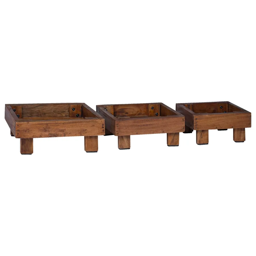 Support de Plante 3 pcs Marron Bois d'Acajou - 9