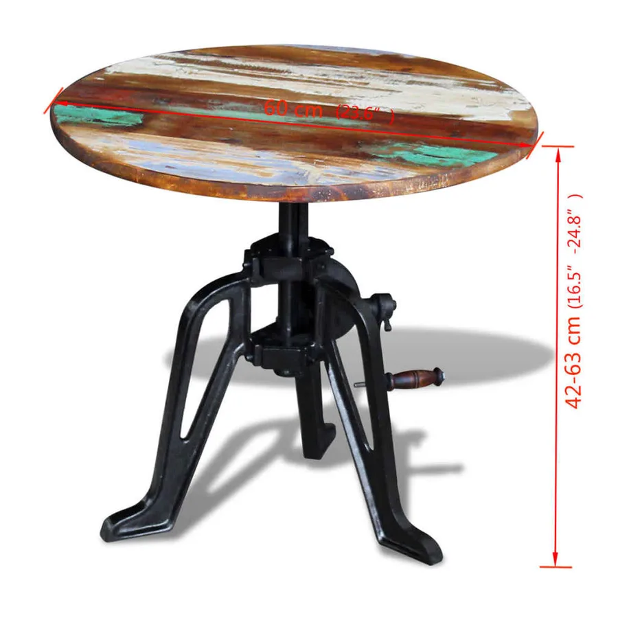 Table auxiliaire Bois de récupération massif Fonte 60x(42-63)cm - 10