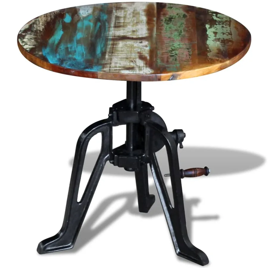Table auxiliaire Bois de récupération massif Fonte 60x(42-63)cm - 2