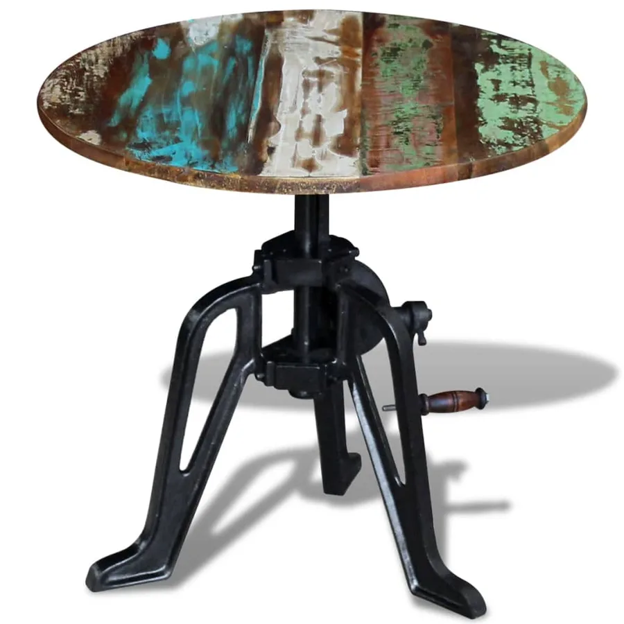 Table auxiliaire Bois de récupération massif Fonte 60x(42-63)cm - 3
