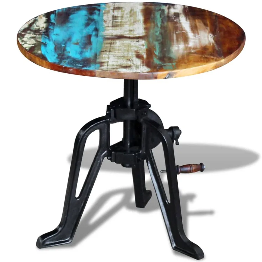 Table auxiliaire Bois de récupération massif Fonte 60x(42-63)cm - 5