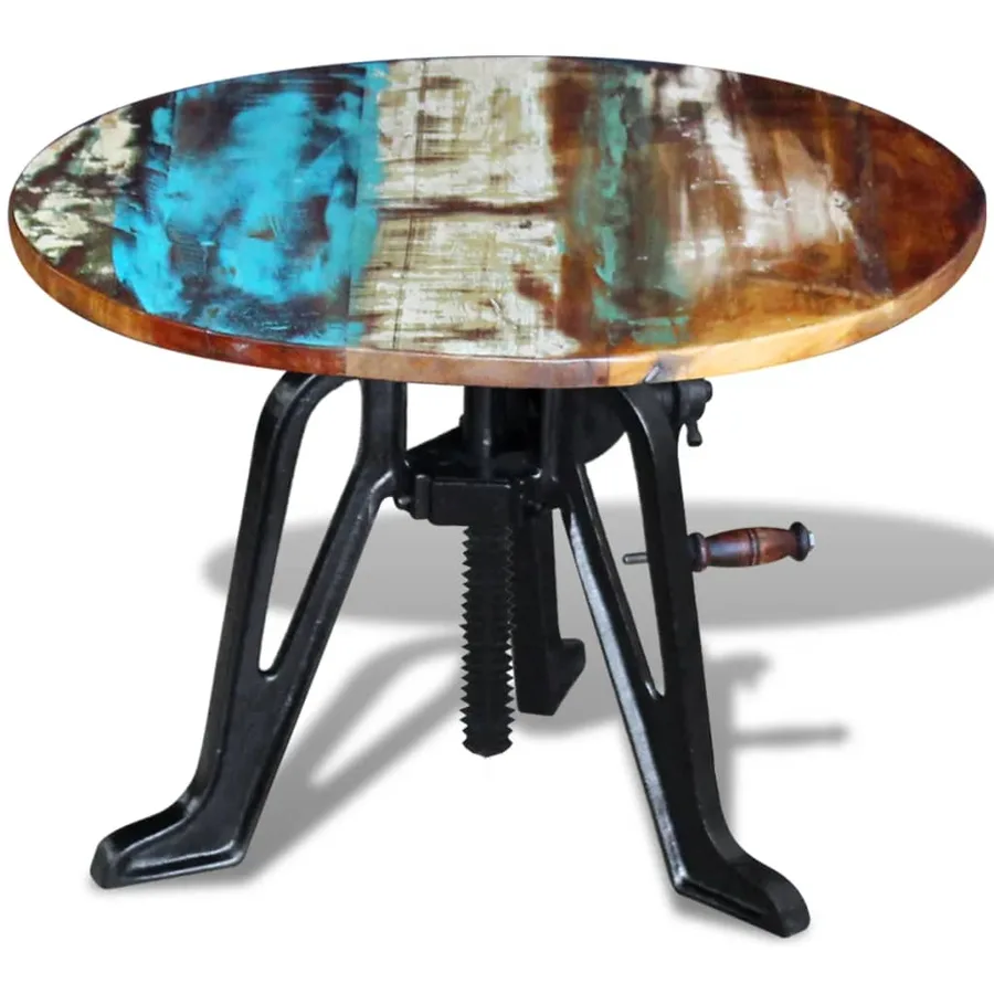 Table auxiliaire Bois de récupération massif Fonte 60x(42-63)cm - 6
