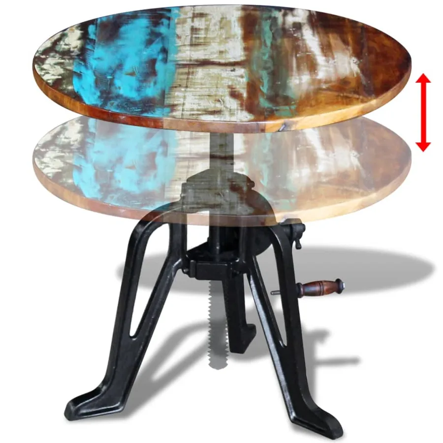 Table auxiliaire Bois de récupération massif Fonte 60x(42-63)cm - 8