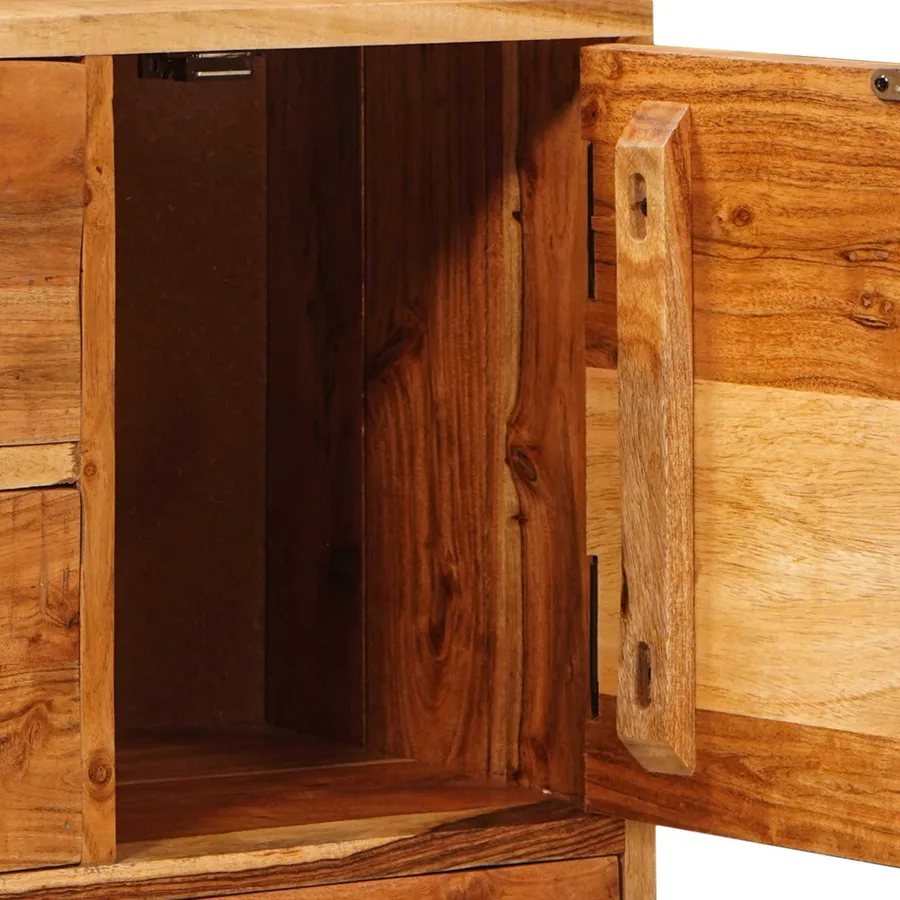 Commode avec porte Naturel 55 x 30 x 90 cm Bois d'Acacia Massif - 8