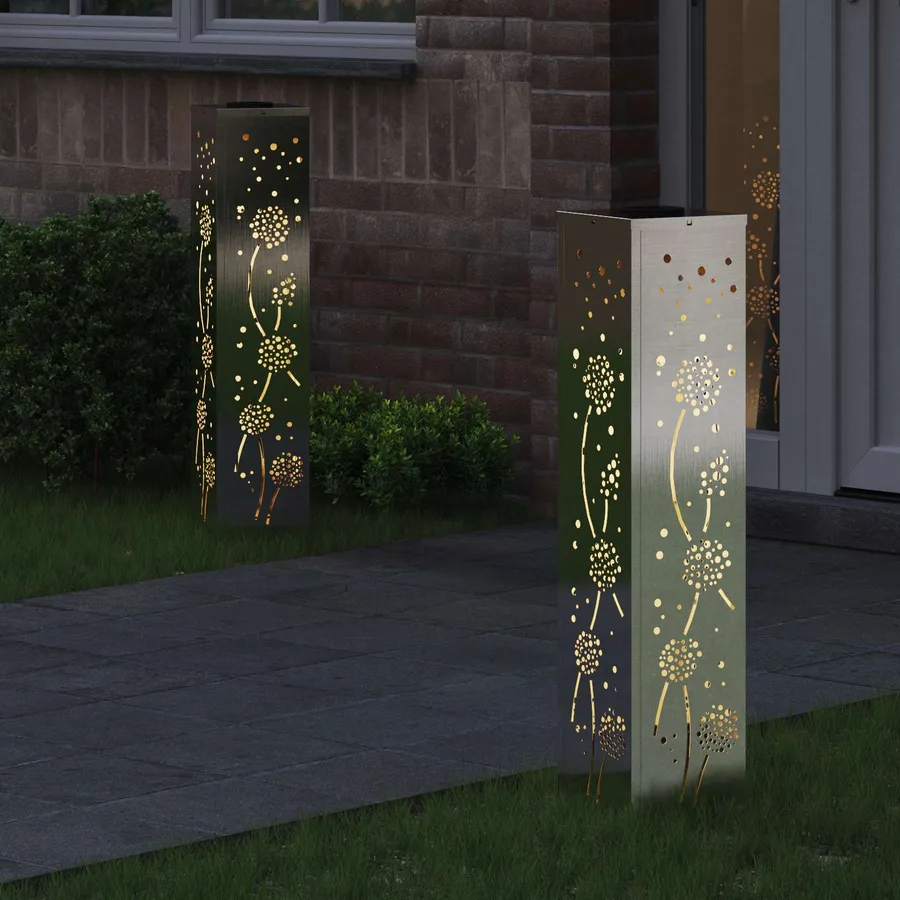 Lumière de chemin LED solaire 2 pcs Blanc chaud 18 x 18 x 80 cm - 3