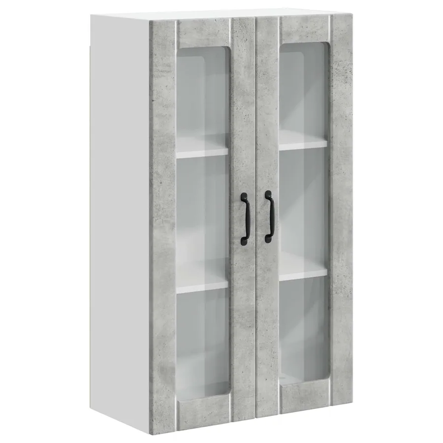 Cabinet en verre mural LUCCA Gris béton 60 x 31 x 100 cm - 2
