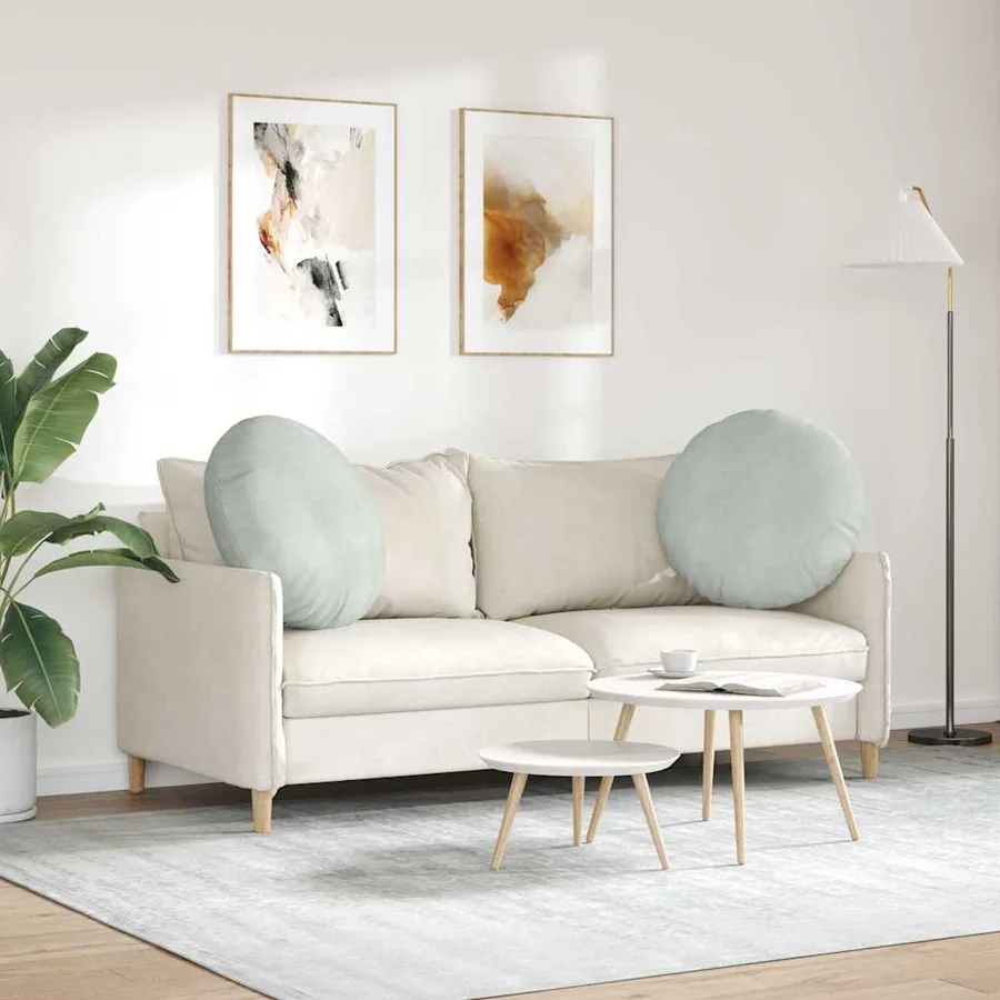 Coussins de siège 2 pcs Gris clair Ø60 x 21 cm Velours - 4