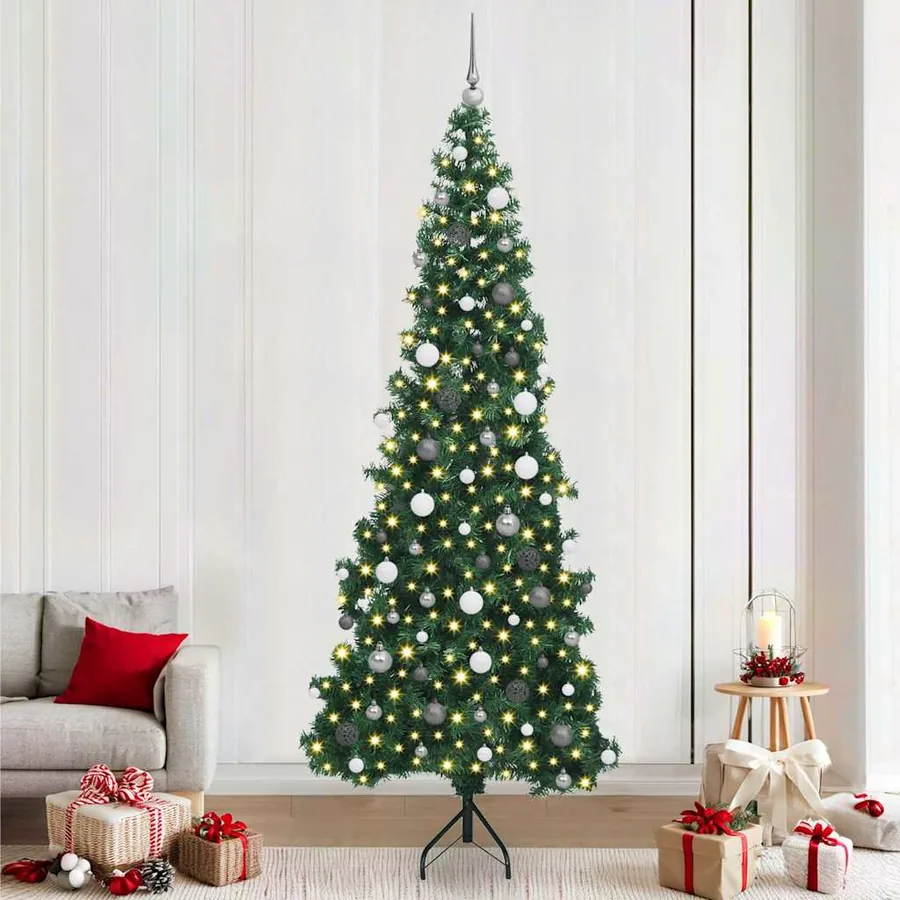 Arbre de Noël artificiel d'angle Vert 240 cm PVC et métal