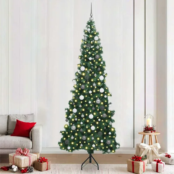 Arbre de Noël artificiel d'angle Vert 240 cm PVC et métal