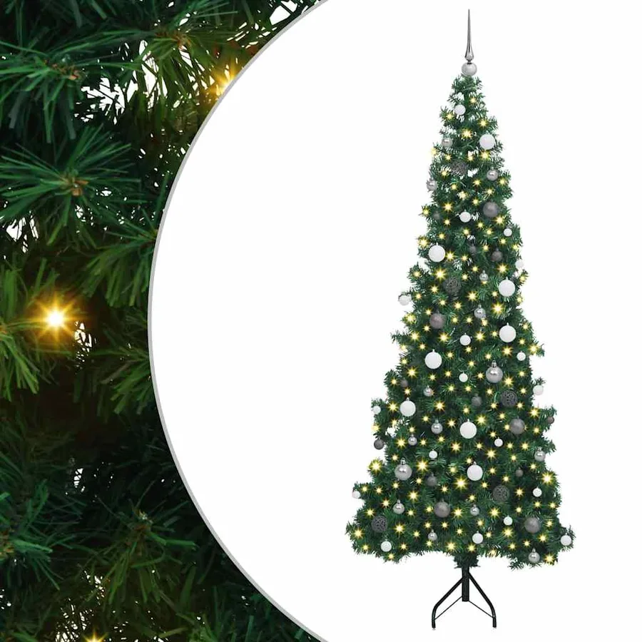 Arbre de Noël artificiel d'angle Vert 240 cm PVC et métal - 2