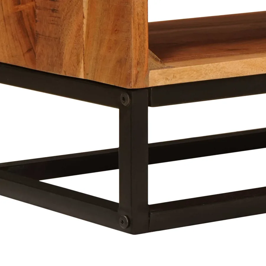 Meuble TV Naturel 110 x 30 x 44 cm Bois d'Acacia Massif - 11