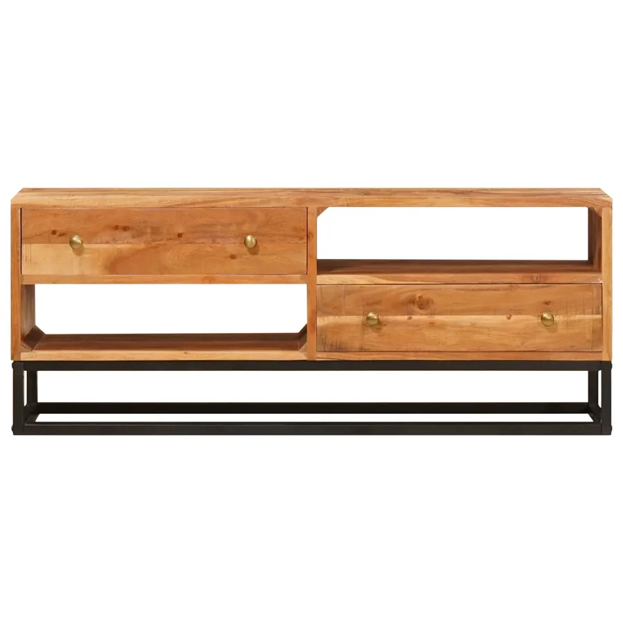 Meuble TV Naturel 110 x 30 x 44 cm Bois d'Acacia Massif - 6