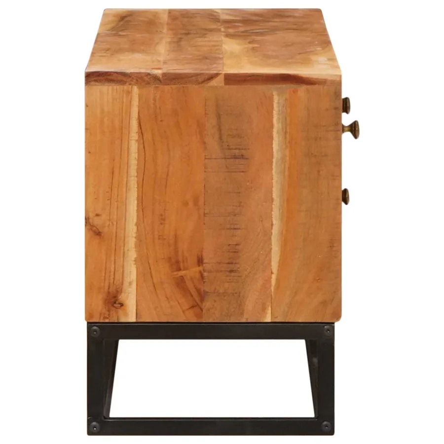 Meuble TV Naturel 110 x 30 x 44 cm Bois d'Acacia Massif - 7