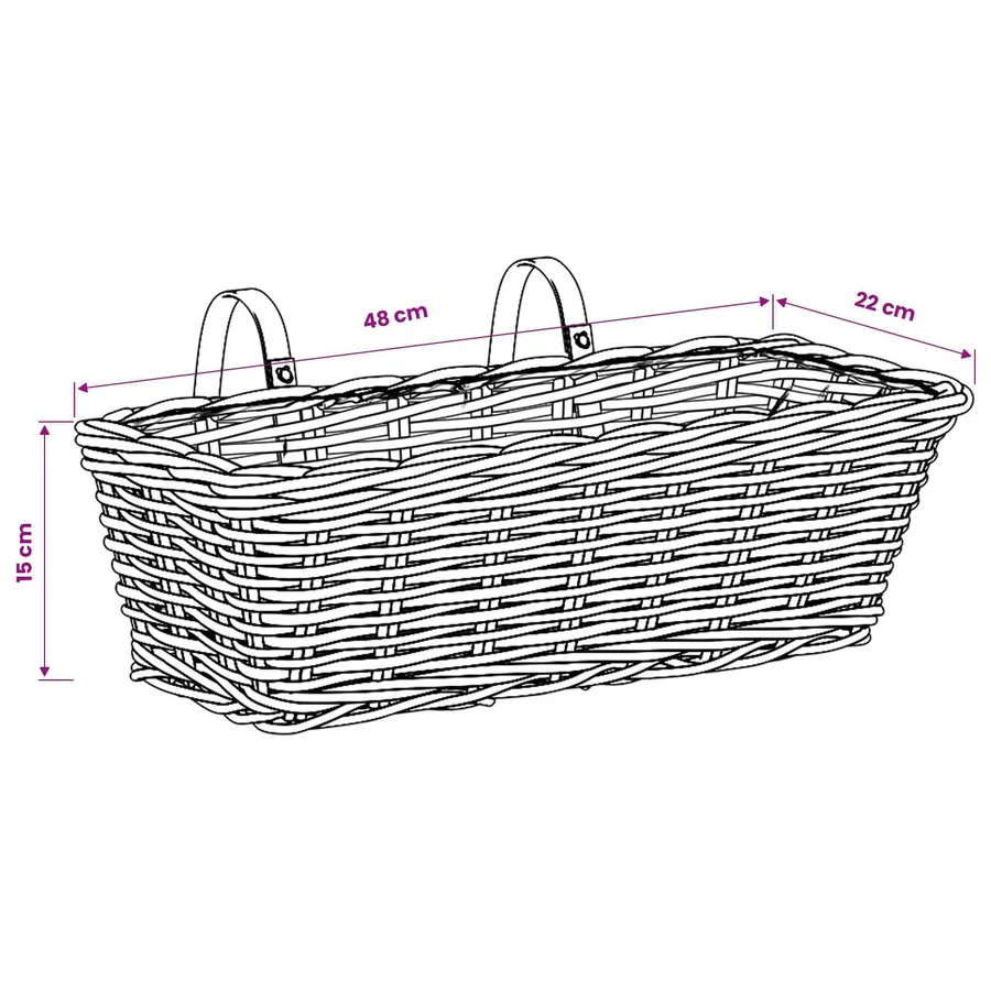 Panier à jardinière suspendu 2 pc Gris naturel 48 x 22 x 15 cm - 10