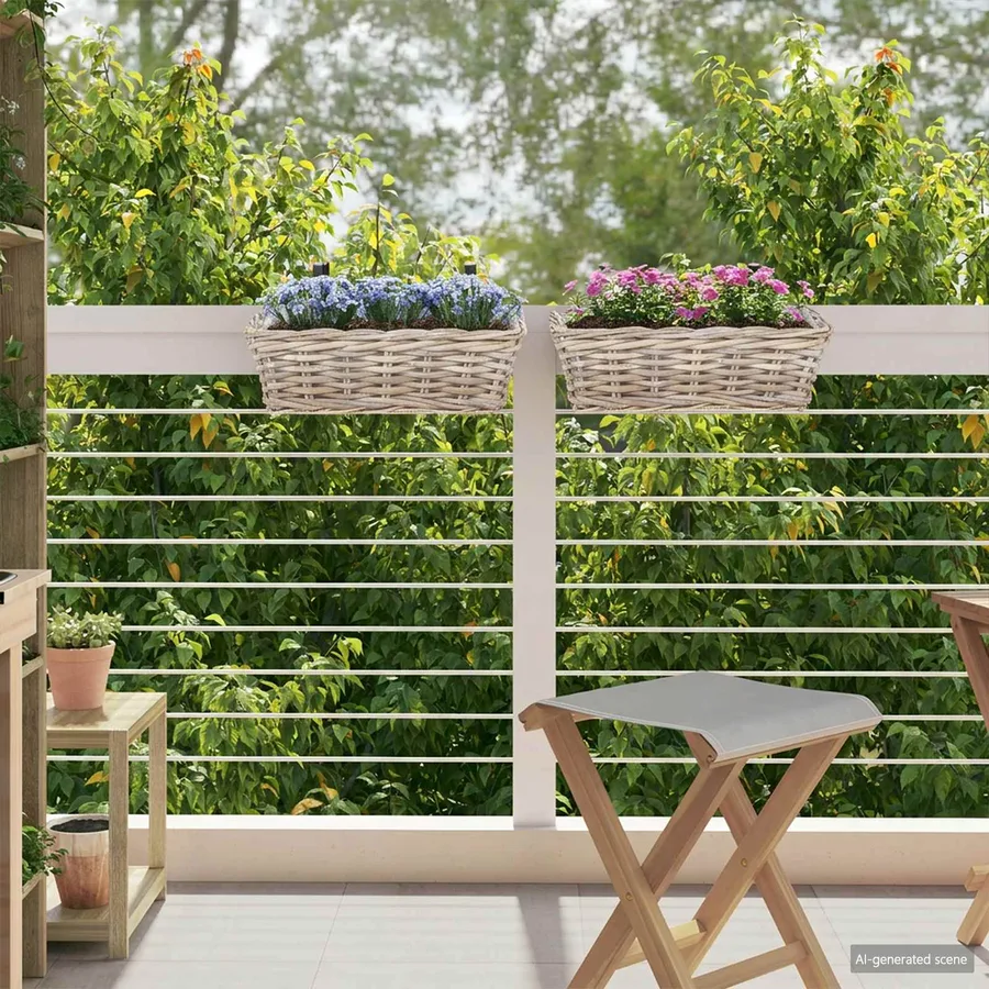 Panier à jardinière suspendu 2 pc Gris naturel 48 x 22 x 15 cm - 3