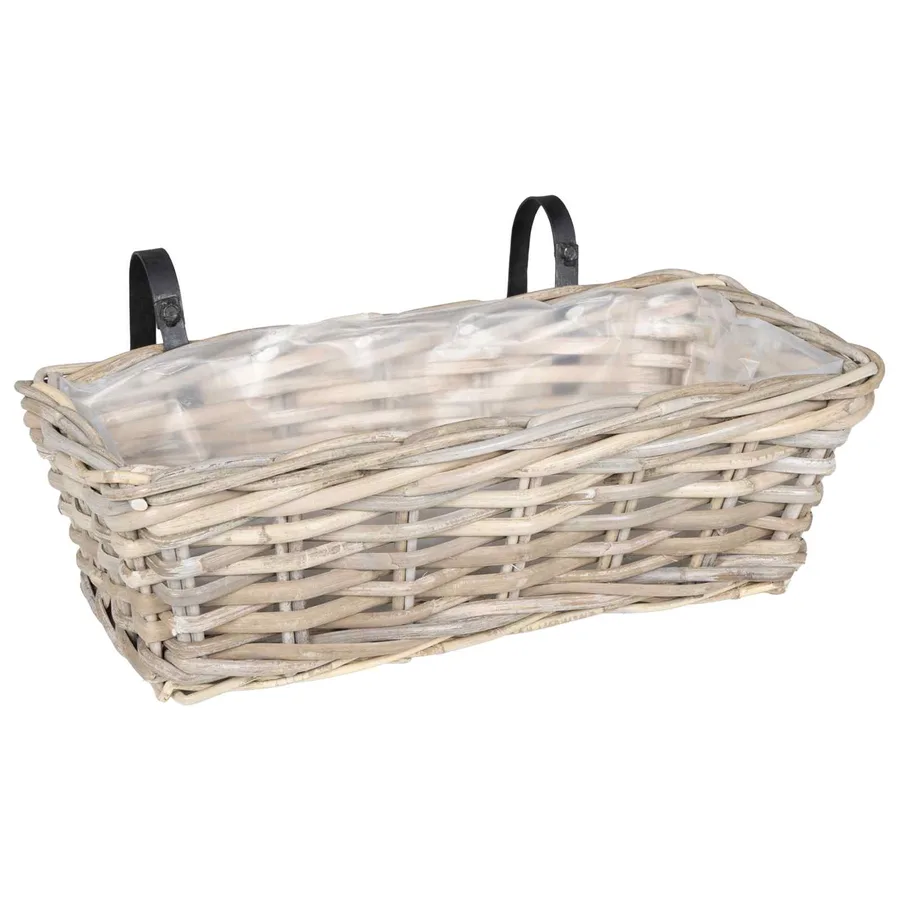 Panier à jardinière suspendu 2 pc Gris naturel 48 x 22 x 15 cm - 4