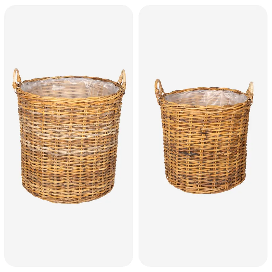 Panier à Plantes avec stockage 2 pc Brun Naturel Rattan Kubu - 4
