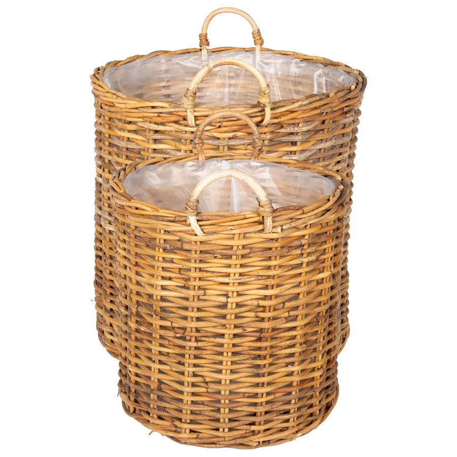 Panier à Plantes avec stockage 2 pc Brun Naturel Rattan Kubu - 5