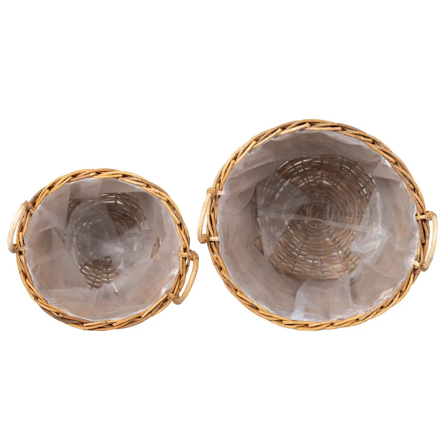 Panier à Plantes avec stockage 2 pc Brun Naturel Rattan Kubu - 6