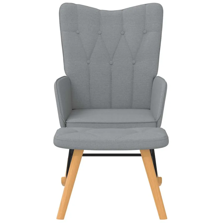 Chaise à bascule avec tabouret Gris clair Tissu - 3