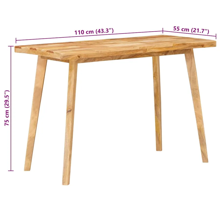Table à dîner Naturel 100 x 55 x 75 cm Bois de mangue massif - 11