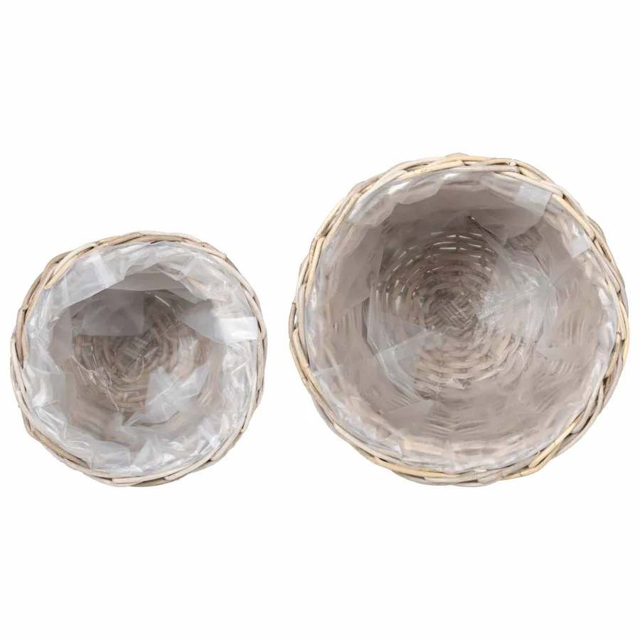 Panier de Plante avec stockage 2 pc Gris naturel Rattan Kubu - 6