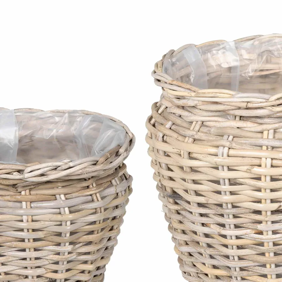Panier de Plante avec stockage 2 pc Gris naturel Rattan Kubu - 7