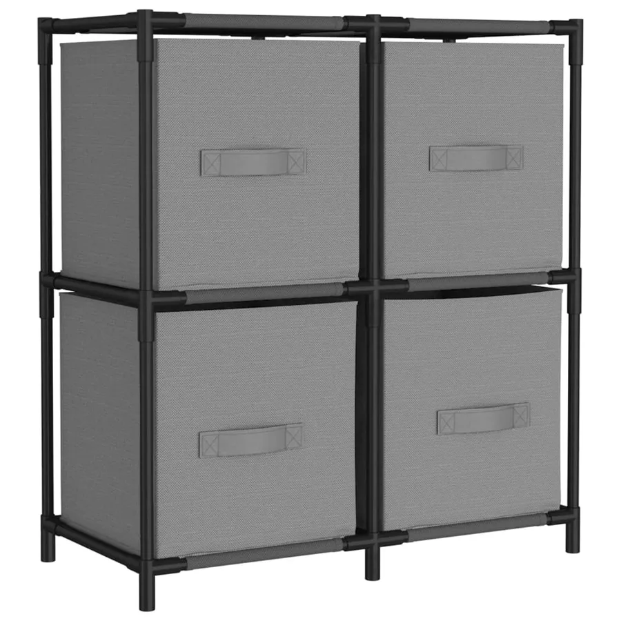 Armoire de rangement 4 paniers en tissu Gris 63x30x71 cm Acier - 2