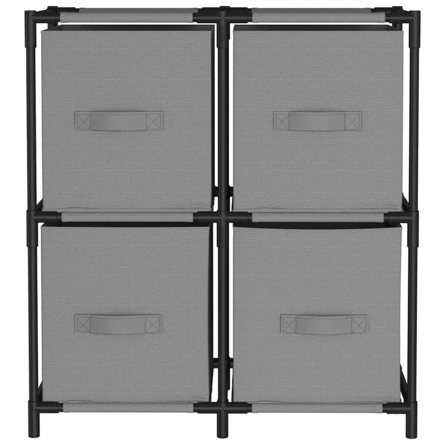 Armoire de rangement 4 paniers en tissu Gris 63x30x71 cm Acier - 3