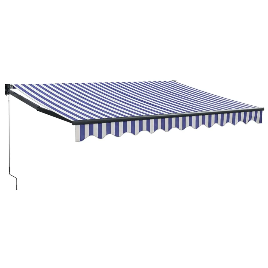 Auvent rétractable bleu et blanc 3,5x2,5 m tissu et aluminium - 2