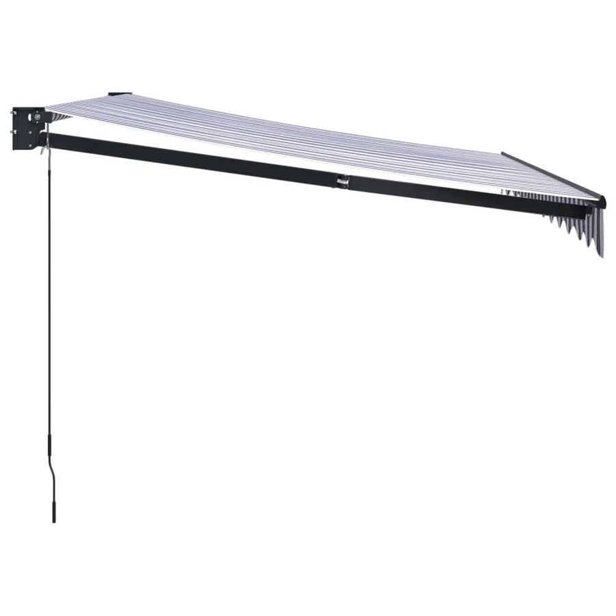 Auvent rétractable bleu et blanc 3,5x2,5 m tissu et aluminium - 4