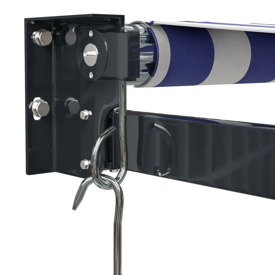 Auvent rétractable bleu et blanc 3,5x2,5 m tissu et aluminium - 7