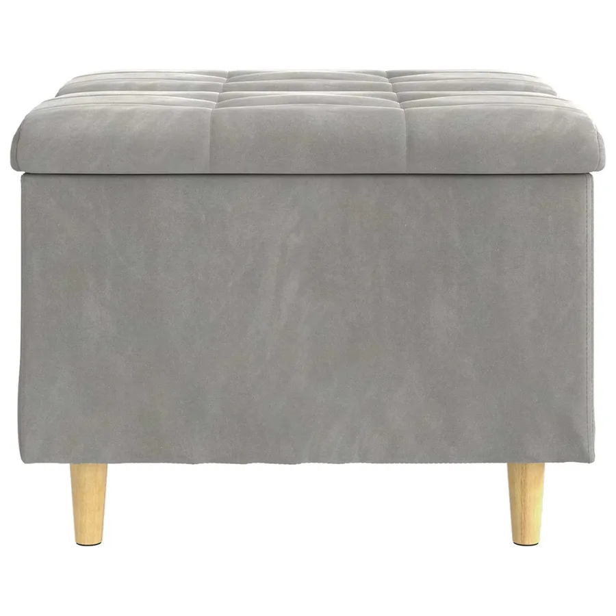 Pouf de rangement Gris clair 60 x 60 x 45 cm Velours - 6
